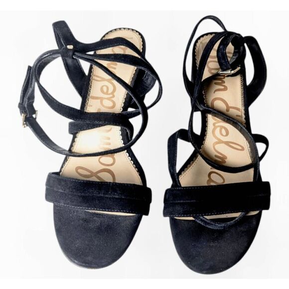 SAM EDELMAN Samy Black Suede Strappy Sandals Size 11M - Picture 5 of 7